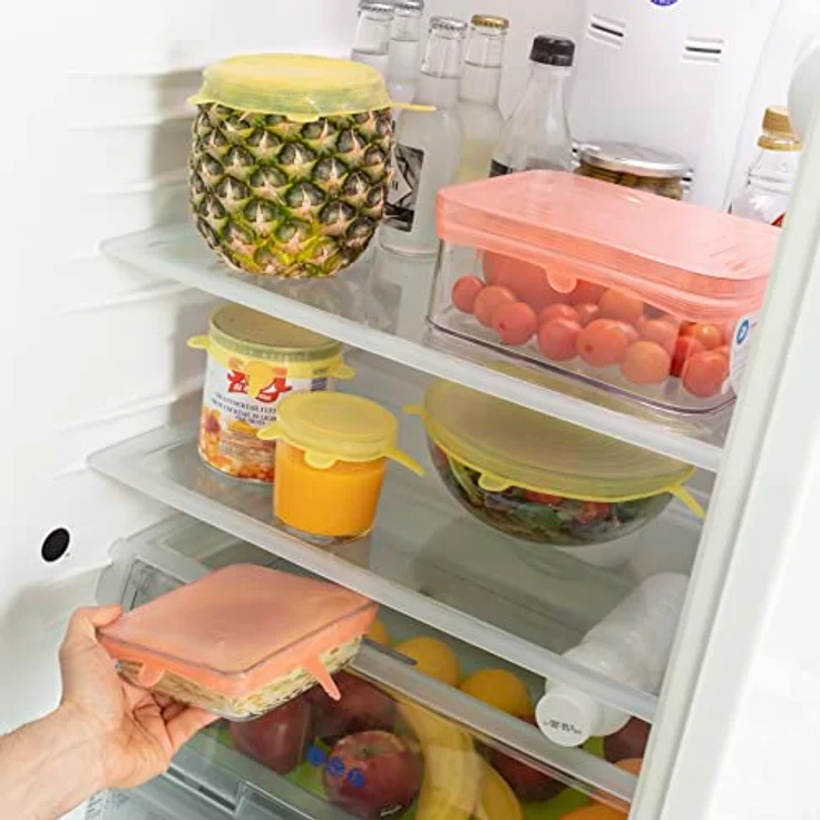 InnovaGoods 10-teiliges Set aus wiederverwendbaren, verstellbaren Küchendeckeln aus Silikon, mehrfarbig, für diverse Behälter – Bild 10