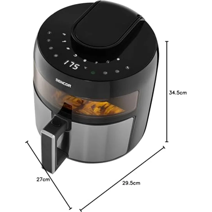 Sencor SFR 5010BK Heißluftfritteuse, kompakt und leicht zu reinigen, schwarz – Bild 7