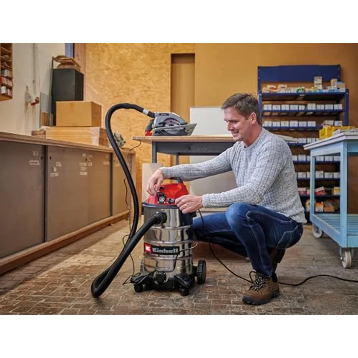 Einhell Nass-Trockensauger TC-VC 3055 SA, 900 Watt, 30 L Edelstahlbehälter, Automatiksteckdose, inkl. Düsen und Filter – Bild 3