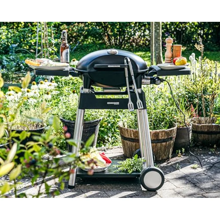 Rommelsbacher Tischgrill BBQ 4100/S, Set mit elektrischem Barbecue Grill und mobilem Grillwagen, silber – Bild 4