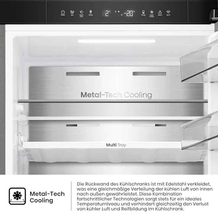 Hisense RB3K330SAIC, Freistehende Kühl-Gefrierkombination, 330 l, Energieeffizienzklasse C, Edelstahl – Bild 9