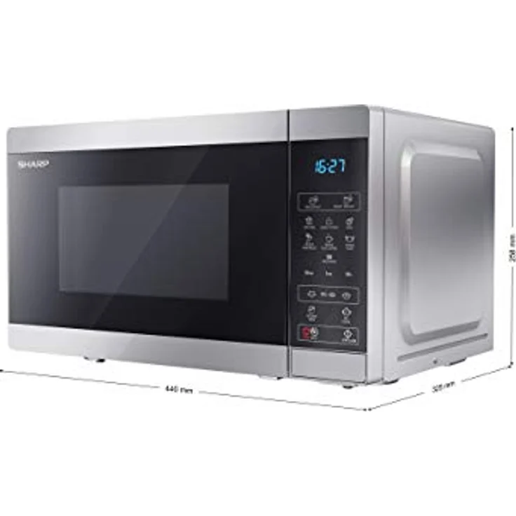 Sharp YC-MS02-E-S Mikrowelle, Standgerät, 1270 Watt, 20 Liter Garraum, silber – Bild 6