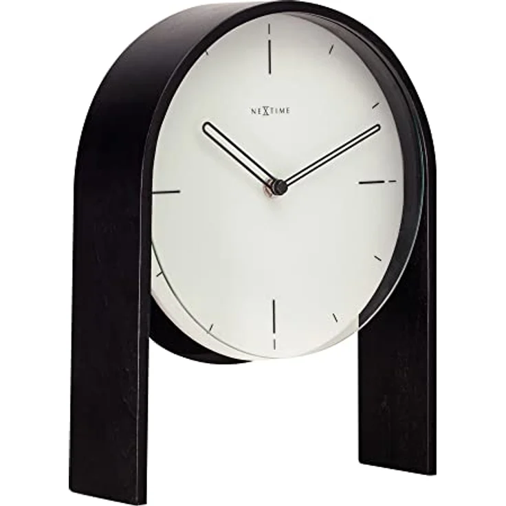 XXXL Tischuhr, Schwarz und Weiß, Holz und Glas, 21x27x6.5 cm, leises Uhrwerk, RoHS, CE – Bild 9