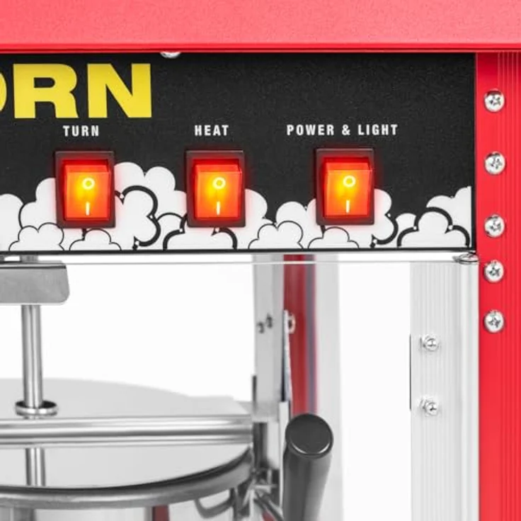 Royal Catering Popcornmaschine RCPR-16E 1600W Edelstahl,gehärtetesglas,Teflonmaterial, rot - Preisvergleich – Bild 4