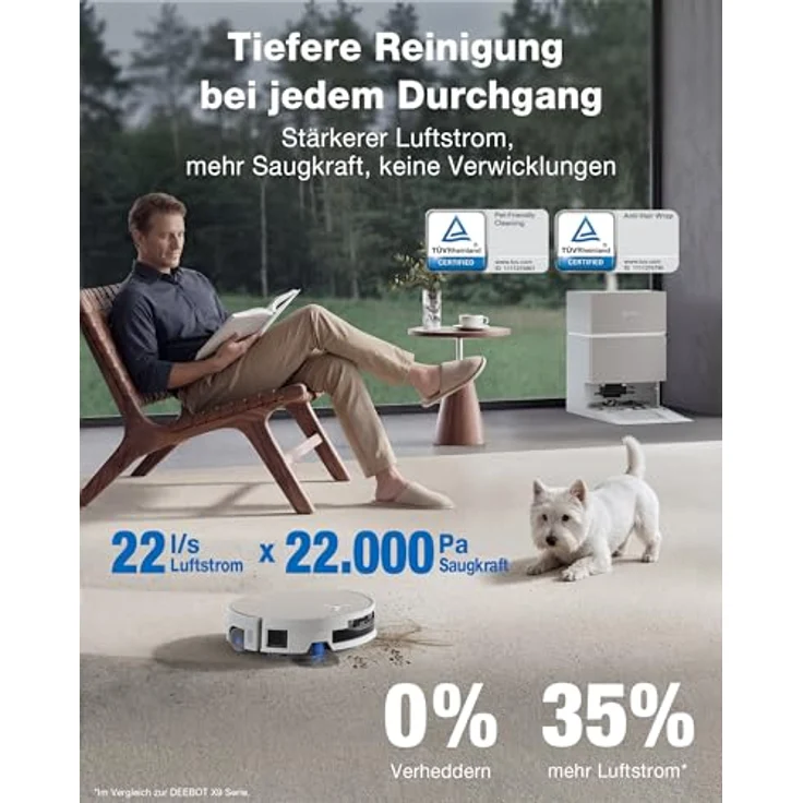 Ecovacs X12 PRO OMNI, Beutelloser Staubsauger-Roboter mit Mop-Funktion, Weiß, 1000 m² Flächenabdeckung, AIVI 3D Navigation, 22.000 Pa Saugkraft – Bild 4