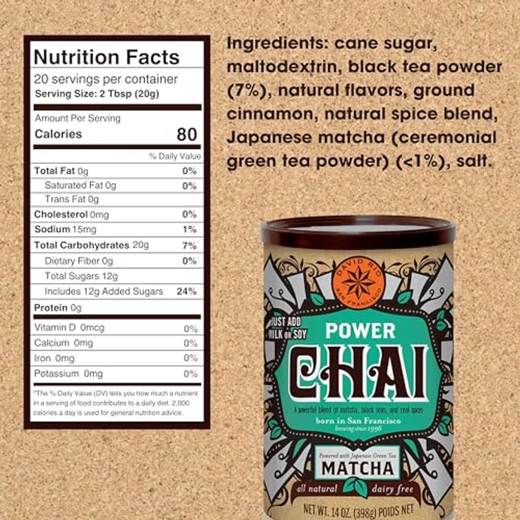 David Rio Power Chai Matcha Pulver, vegan, 398 g, Tee zur Getränkeherstellung – Bild 2
