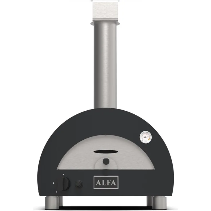 Alfa Forni Tragbarer Gas Pizzaofen MODERNO PORTABLE Schiefer Grau mit Heat Genius-Technologie, Made in Italy