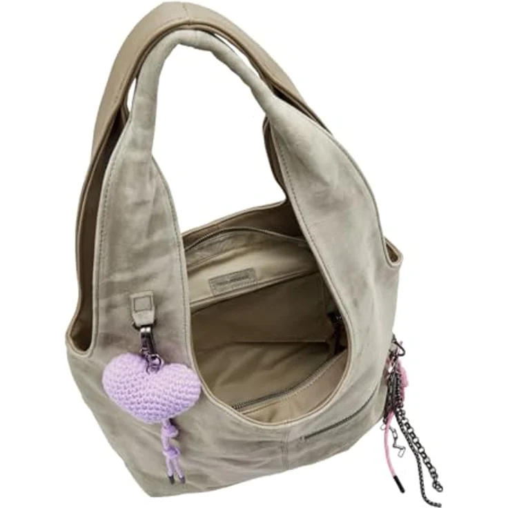 FredsBruder Beautiful Mess Schultertasche, 40 cm, grau, 100% Lederfaserstoff – Bild 3