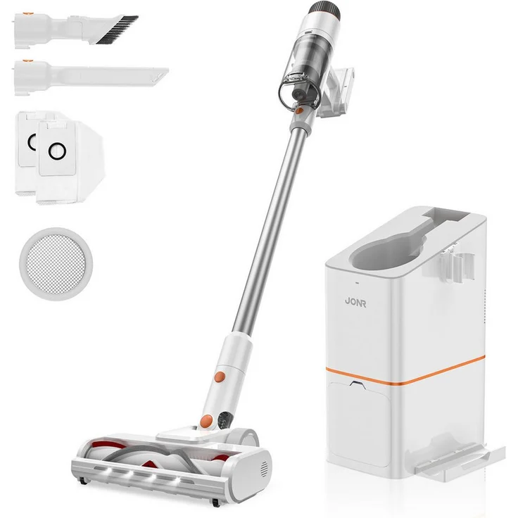 JONR Akku-Stielstaubsauger VC10 PRO Handstaubsauger, 420 W, 60 Min. Akkulaufzeit, mit Beutel, Tierhaare aufnehmend, für verschiedene Böden geeignet