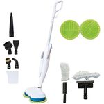 Livington Steam Twister weiß - Mega Spar Set - rotierender Dampfreiniger inkl. Reinigungsaufsätze & Ersatzpads - Dampfbesen & Handdampfreiniger - elektrischer Bodenwischer - Mop