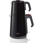 Arzum AR3080-S Çay Sefası Tea Machine in Schwarz, 1.8L stoneless steel kettle, 1.2L stoneless steel teapot, 360° rotation