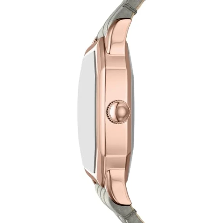 Fossil Harlow Damen Uhr, Quarz-Dreizeigerwerk, roségoldenes Edelstahlgehäuse, cremefarbenes Zifferblatt, graues Echtlederarmband, 30 m Wasserbeständigkeit – Bild 5