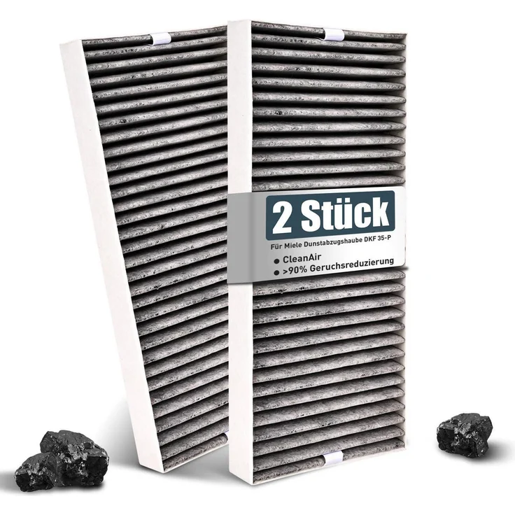 YELID Aktivkohlefilter 2er Set für Dunstabzugshaube DKF 35-P, effektive Geruchsfilter für Umluftbetrieb, Maße: 313x140x30 mm