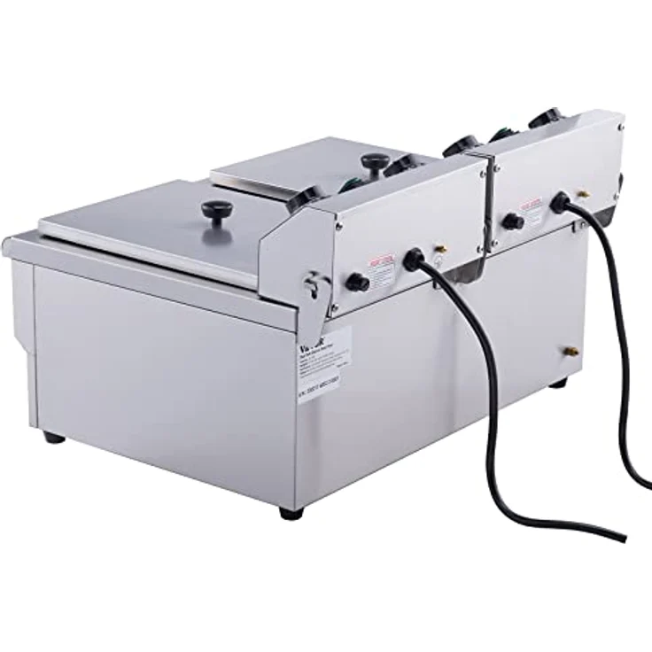 VEVOR Kommerzielle Elektrische Fritteuse, 24 L Fassungsvermögen, Fritteuse mit Doppeltem & Abnehmbarem Korb, 3000 W Edelstahl, Doppel-Fritteuse für Küche, Restaurant, Imbissstube usw. - Preisvergleich – Bild 3