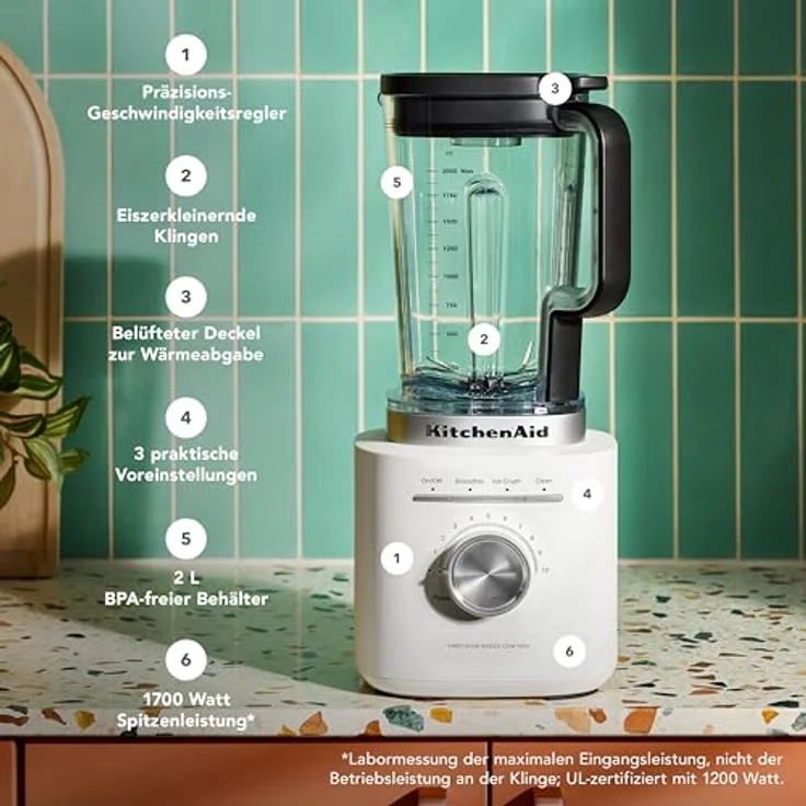 KitchenAid Pure Power Standmixer 2,1 Liter, 1,5 PS Motor, 10 Geschwindigkeitsstufen, integrierte Automatikprogramme, automatischer Clean Cycle – Bild 3