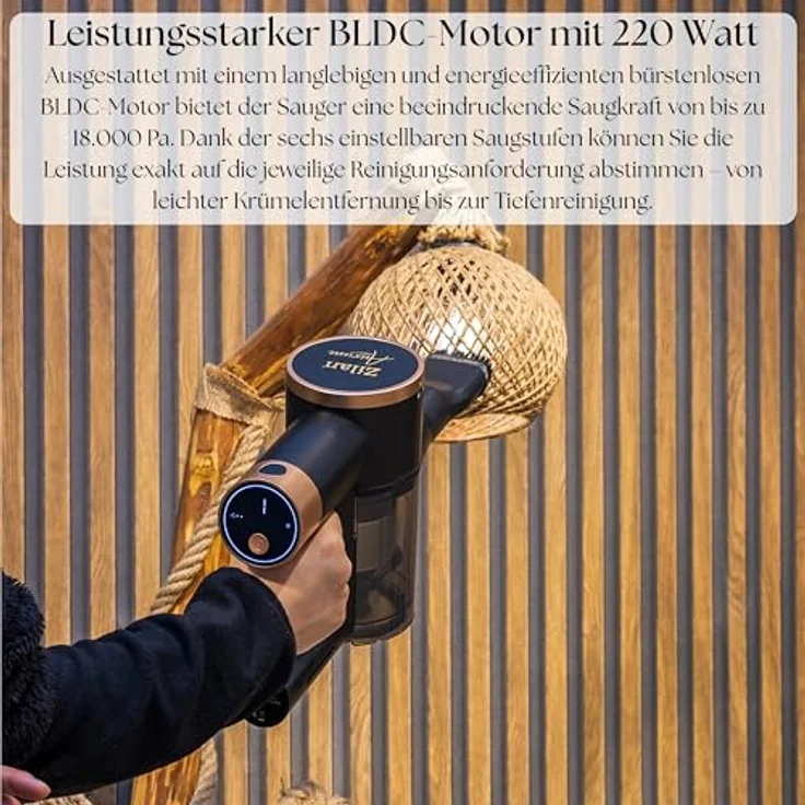 Zilan Akku Staubsauger 3in1, kabelloser Handsauger mit HEPA-Filter, LED-Display, 220 Watt, faltbar, Anti-Tangle-Bodenbürste, ideal für Tierhaare und Allergiker – Bild 4