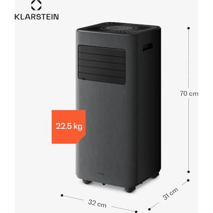 Klarstein AireLux Mobile Klimaanlage 9.000 BTU, 3-in-1: Kühlung, Entfeuchter & Ventilator, für Räume bis 33 m², Smart App & Sprachsteuerung, Dunkelgrau – Bild 7