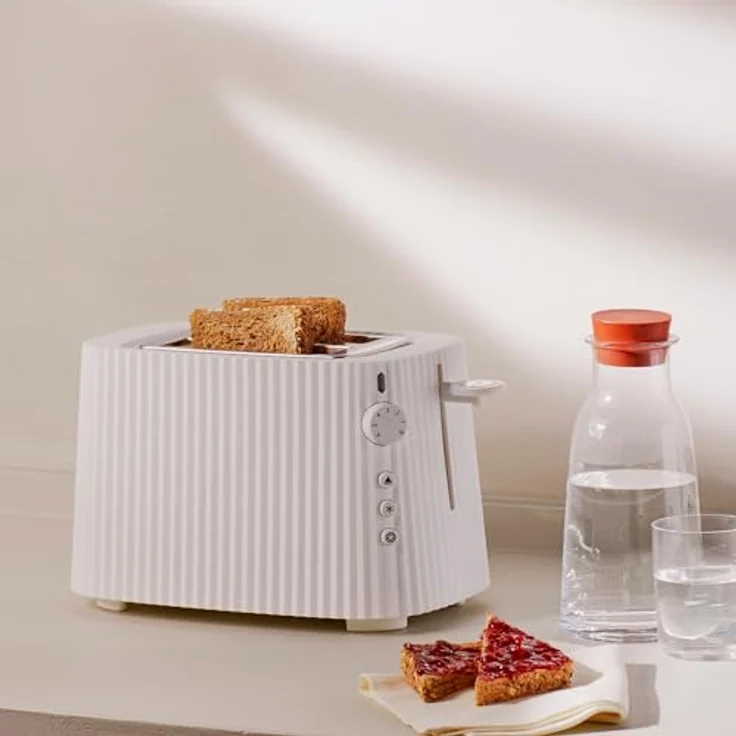 Alessi Plissé -Schlitz-Toaster, 850W, 6 Bräunungsstufen, Kunststoff, Edelstahl, weiß – Bild 9