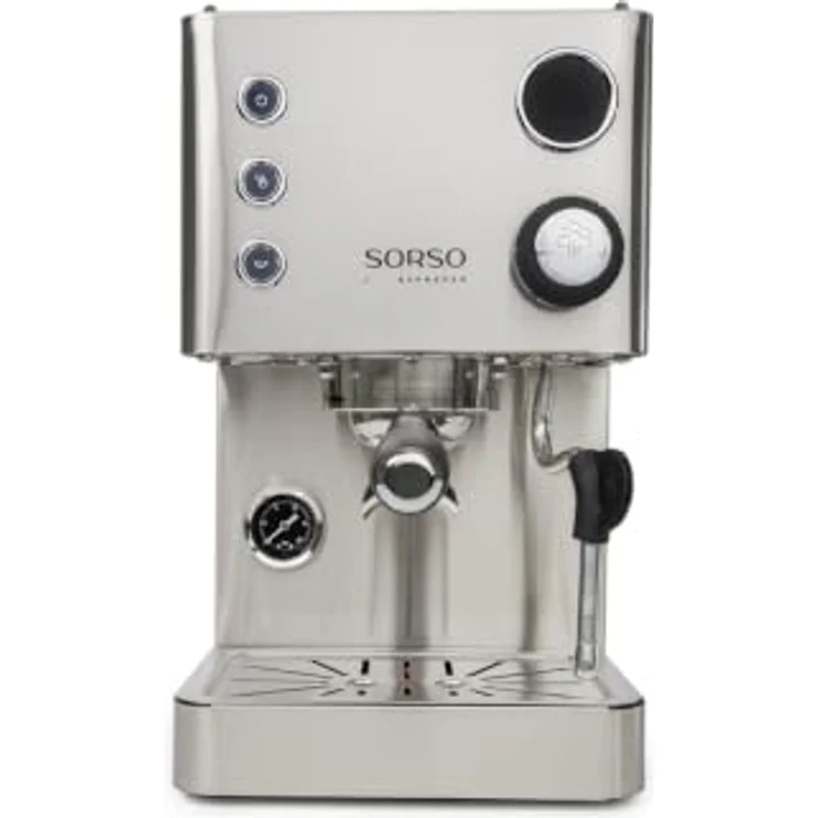SORSO Espresso Siebträgermaschine, Edelstahl, halbautomatisch mit 550-ml-Kessel, PID-Temperaturregelung und digitalem LCD-Display – Bild 1