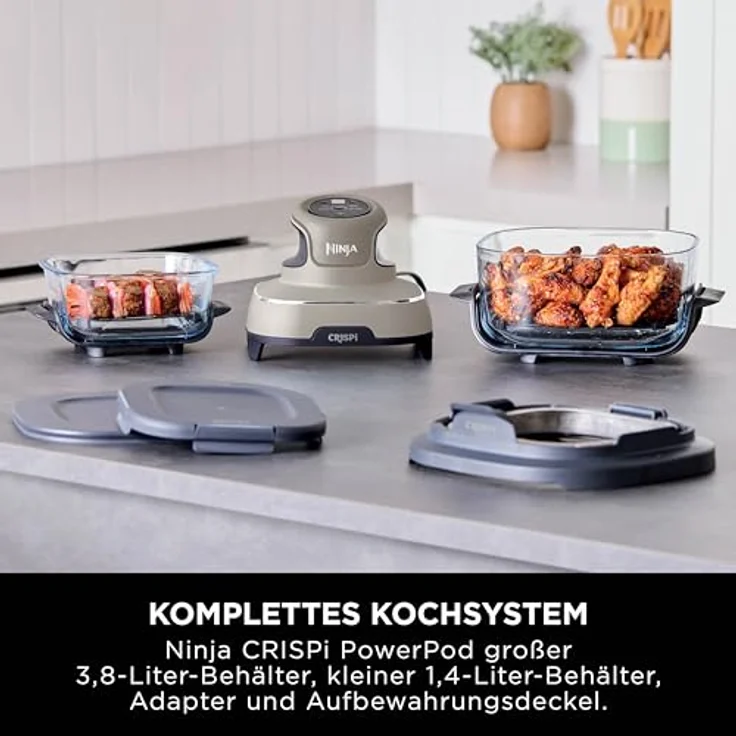NINJA Fritteuse Crispi FN101EUST, Heißluftfritteuse mit 4 Kochfunktionen, 3,8 L Kapazität, Glasbehälter, hitzebeständig, BPA-frei – Bild 4