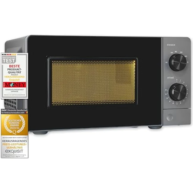 Exquisit Mikrowelle MW850-070 grau | 700 W | Garraum 20 l | Timer | 24,5cm Ø Drehteller – Bild 1
