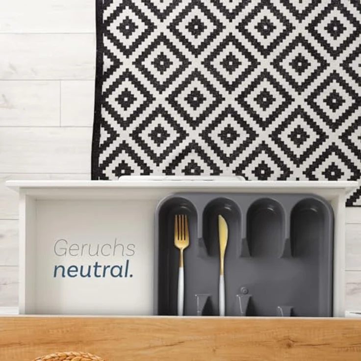 Pro Home Besteckkasten Besteck Organizer (33,5x26x4,5cm), Weiß ausziehbar, Besteckhalter Küche - Schubladeneinsatz – Bild 6