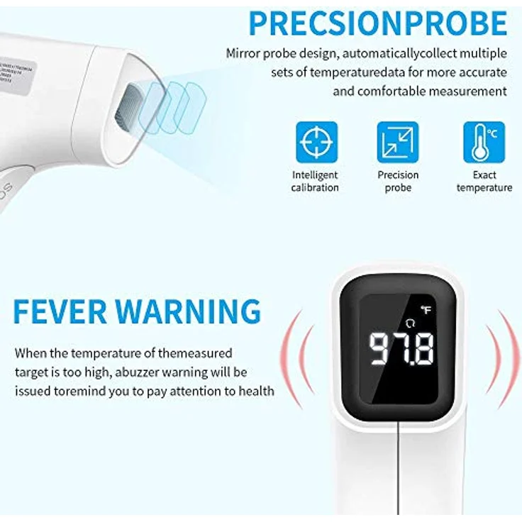 Orno BBLOVE AET-R1B1, Infrarot Fieberthermometer, berührungslos, 1 Sekunde Messzeit, LED Bildschirm, 32 Speicherungen – Bild 7