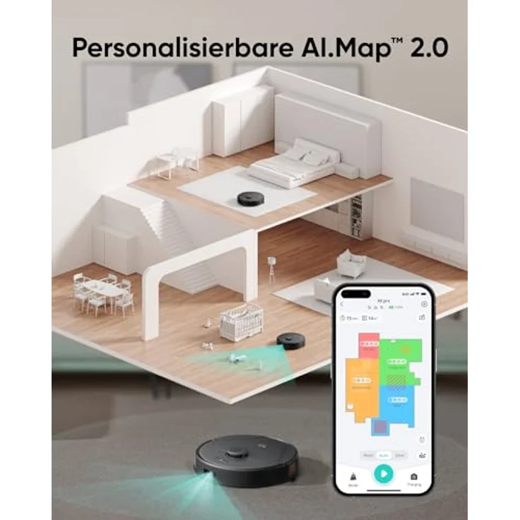 eufy Clean X8 Pro Saugroboter mit Wischfunktion, Twin-Turbine™ 2× 4.000Pa Saugkraft, aktiver Entwirrungs-Bürste und iPath™ Laser-Navigation für Tiefenreinigung von Tierhaaren auf Teppichen – Bild 5