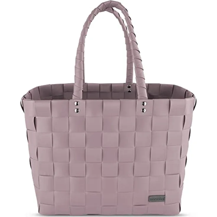 normani Einkaufstasche geflochten mit Henkeln, extra robuste Tragetasche mit 20 Liter Volumen, Farbe Dusty Pink