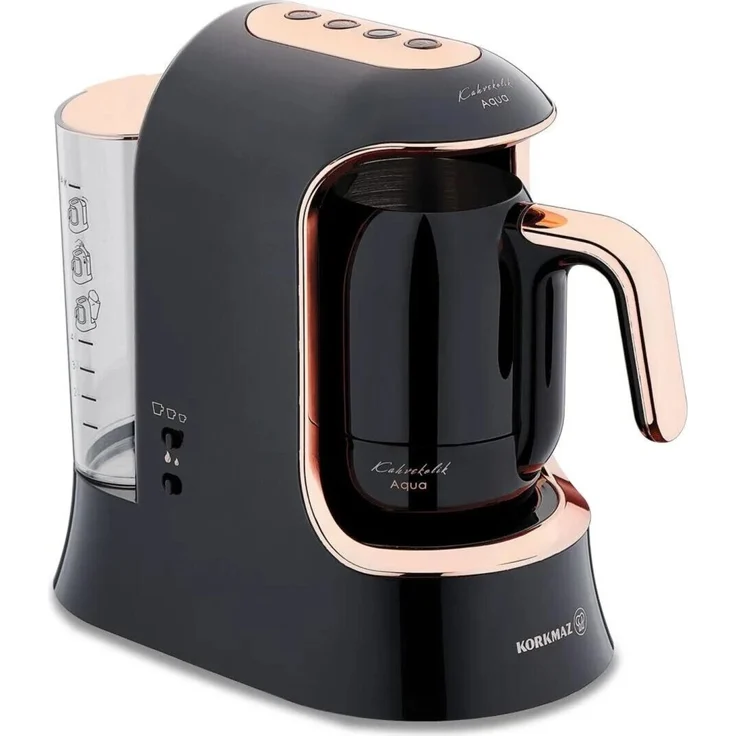 Korkmaz Kahvekolik Deluxe Aqua Mokkamaschine, 700W, Edelstahl-Kaffeekessel, automatisches Kaffeekochen, 1,2L Wassertank, für 1-4 Tassen