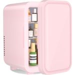 YASHE Mini-Kühlschrank 6 Liter, tragbarer thermoelektrischer Kühler für Lebensmittel und Hautpflege, pink, AC/DC, geräuscharm