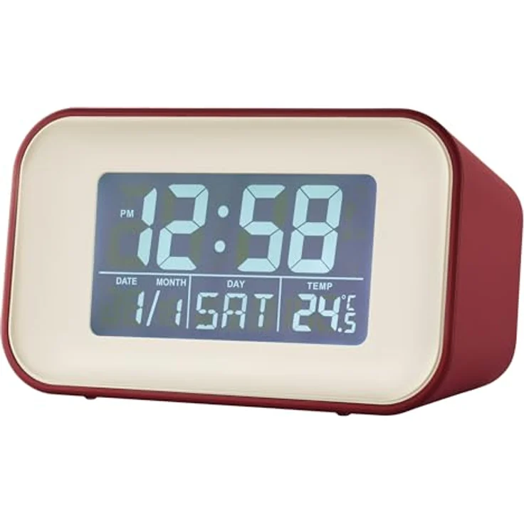 Acctim Digitaler Wecker mit Temperatur, Reflexions-Display-Technologie, rot, 59 x 100 x 48 mm, dualer Alarm mit Schlummerfunktion – Bild 1