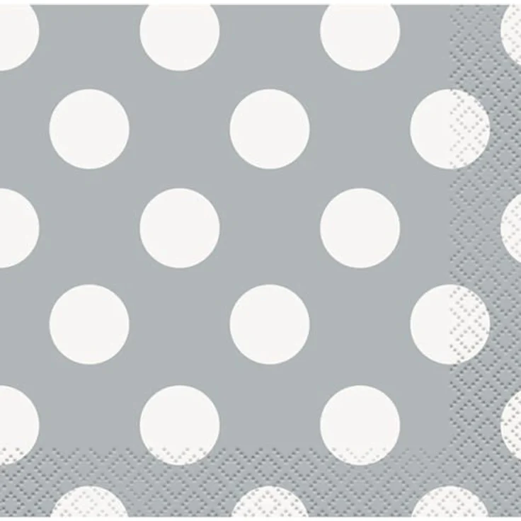 servietten gepunktet 33 x 33 cm silber-weiss 16 Stück – Bild 3
