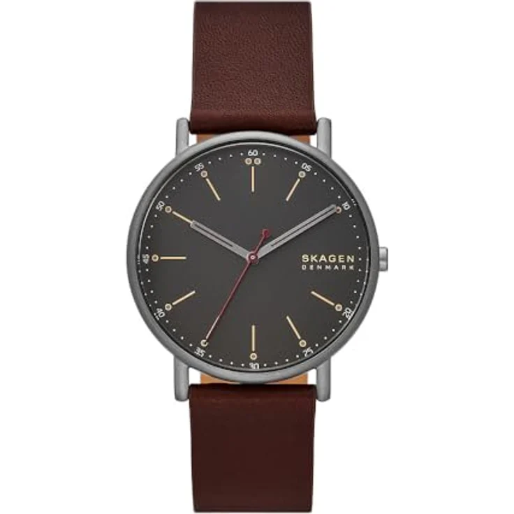 Skagen Herrenuhr Signatur Quartz 40 mm, Kirschholzfarbenes LederarmbandSKW6860 – Bild 1