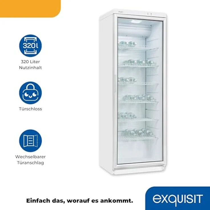 exquisit Getränkekühlschrank GKS350-1-GT-280D weiss, 320 L Volumen, LED – Bild 4