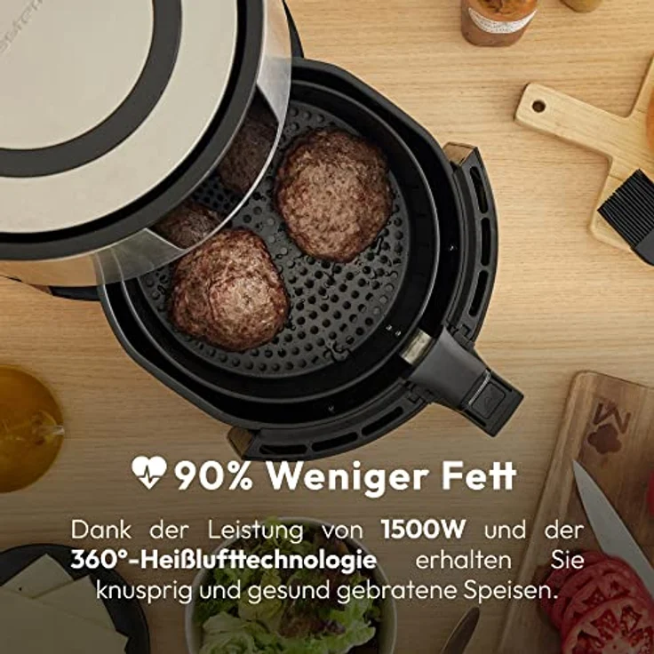 MasterPRO Rocket 360 | Hot Air Fryer | 3.6 L Capacity and 1500 W Power | LED Touch Screen and Non-Stick Coated Basket | Deep Fryer | Adjustable Temperature 80-200ºC – Bild 4