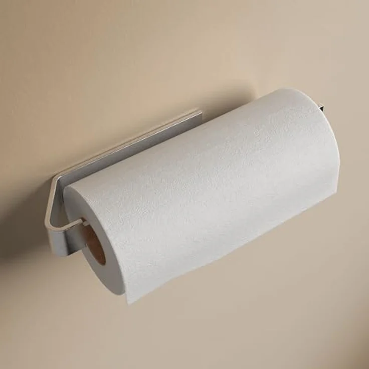 Designfabrik Hamburg Küchenrollenhalter DFHH KRH, Aluminium Vollmaterial, ohne Bohren, abrutschsicher, schwarz – Bild 1