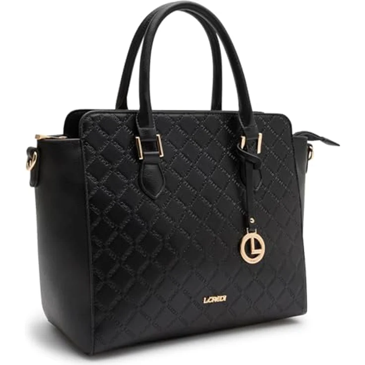 L.Credi Filiberta Handtasche, 37 cm, Schwarz, 100% Kunstleder, Henkeltasche – Bild 2