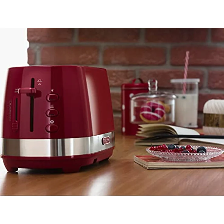 DeLonghi CTLA 2103.R Active Line Doppelschlitztoaster, 900W, 6 Bräunungsstufen, rot – Bild 3