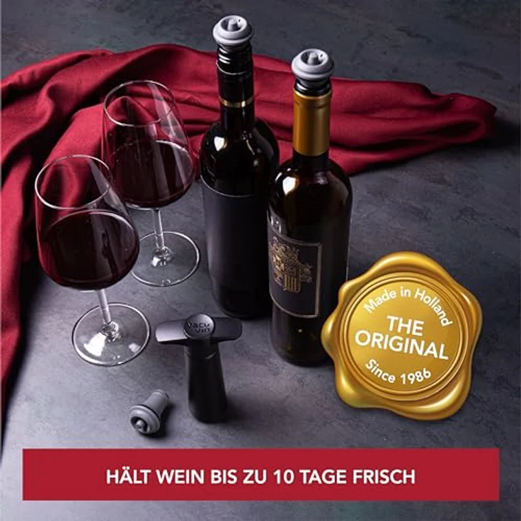 Vacu Vin 09814606 Weinpumpe schwarz mit 2 Stopfen - Preisvergleich – Bild 2