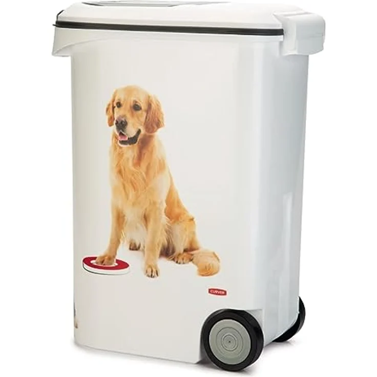 Curver Futter-Container 54 L, Love Pets Hunde, Weiß/Grau, 49,3 x 27,8 x 60,5 cm, 20 kg – Bild 2