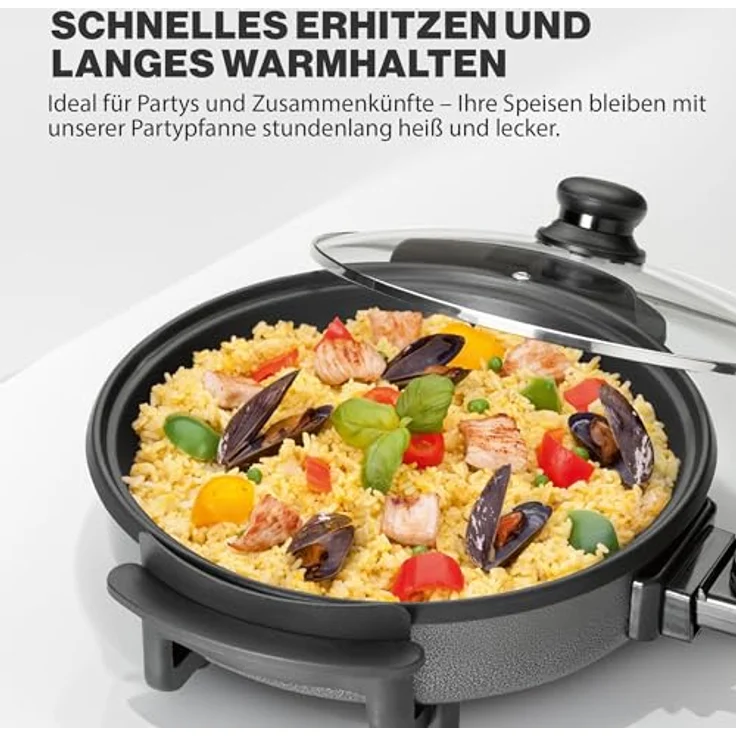 Clatronic PP 3401 Partypfanne zum Kochen, Braten, Dünsten, Auftauen und Warmhalten, 1550 Watt – Bild 3
