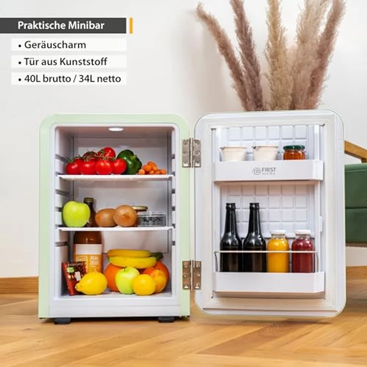 TZS First Austria Minikühlschrank | Retro Design | Einstellbare Kühlleistung | Türgriff | 40L | mint – Bild 3