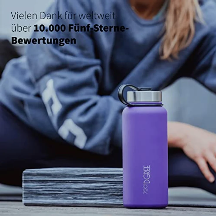 Trinkflasche Doppelwandig Edelstahl 950ml Isolierflasche m. Gratis Sportdeckel 720 DGREE noLimit ultra violet – Bild 4