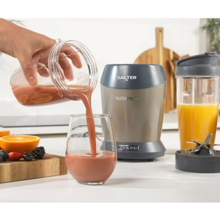Salter NutriPro 1000 Mixer – Tragbarer Smoothie-Maker mit 1000W, 2 BPA-freien Reisebechern (800ml/1L), Edelstahlklinge für Nährstoffextraktion und Suppen/Babynahrung – Bild 10