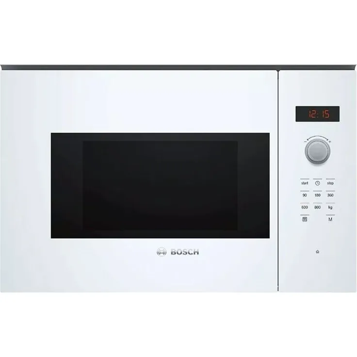 Bosch BFL523MW1F, 20-Liter Einbau-Mikrowelle mit 800 W, weiß, 7 automatische Programme, Edelstahl Innenraum und LED-Anzeige