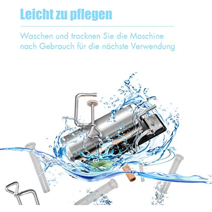 COSTWAY Wurstfüllaufsatz, Wurstfüller, inkl. 4 Füllrohre, 3,6L, Edelstahl, Küchengeräte-Zubehör – Bild 7