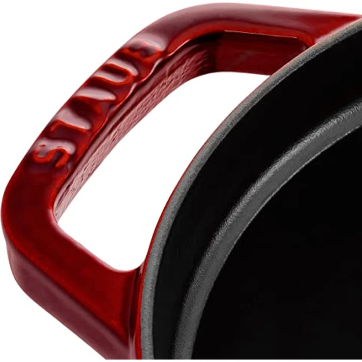 Staub 1103187 Cocotte-Bräter, oval mit Deckel 31 cm, 5,5 L, mit mattschwarzer lierung im Inneren des Topfes, grenadine – Bild 4