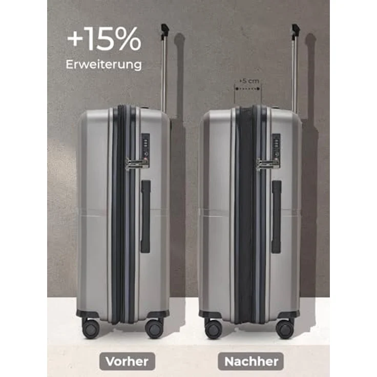 Pactastic Ultraleicht Hartschalen Check-in Koffer | Mittelgroßer Trolley 45 x 26 x 67 cm | von 71 auf 80 Liter erweiterbar nur 3,5 kg, Polypropylen | 4 Doppelrollen & TSA (Collection 01+) – Bild 2