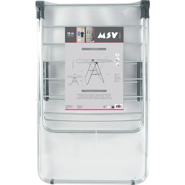 MSV Abnehmbarer Wäschetrockner 13M, klappbar, Aluminium und Stahl, grau, Maße 137x60x – Bild 3
